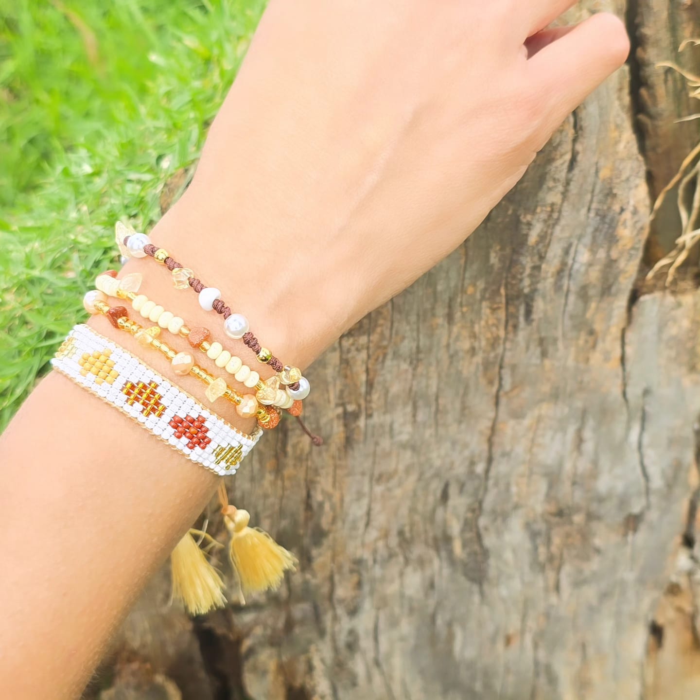 Set pulseras x4 Raíces Doradas