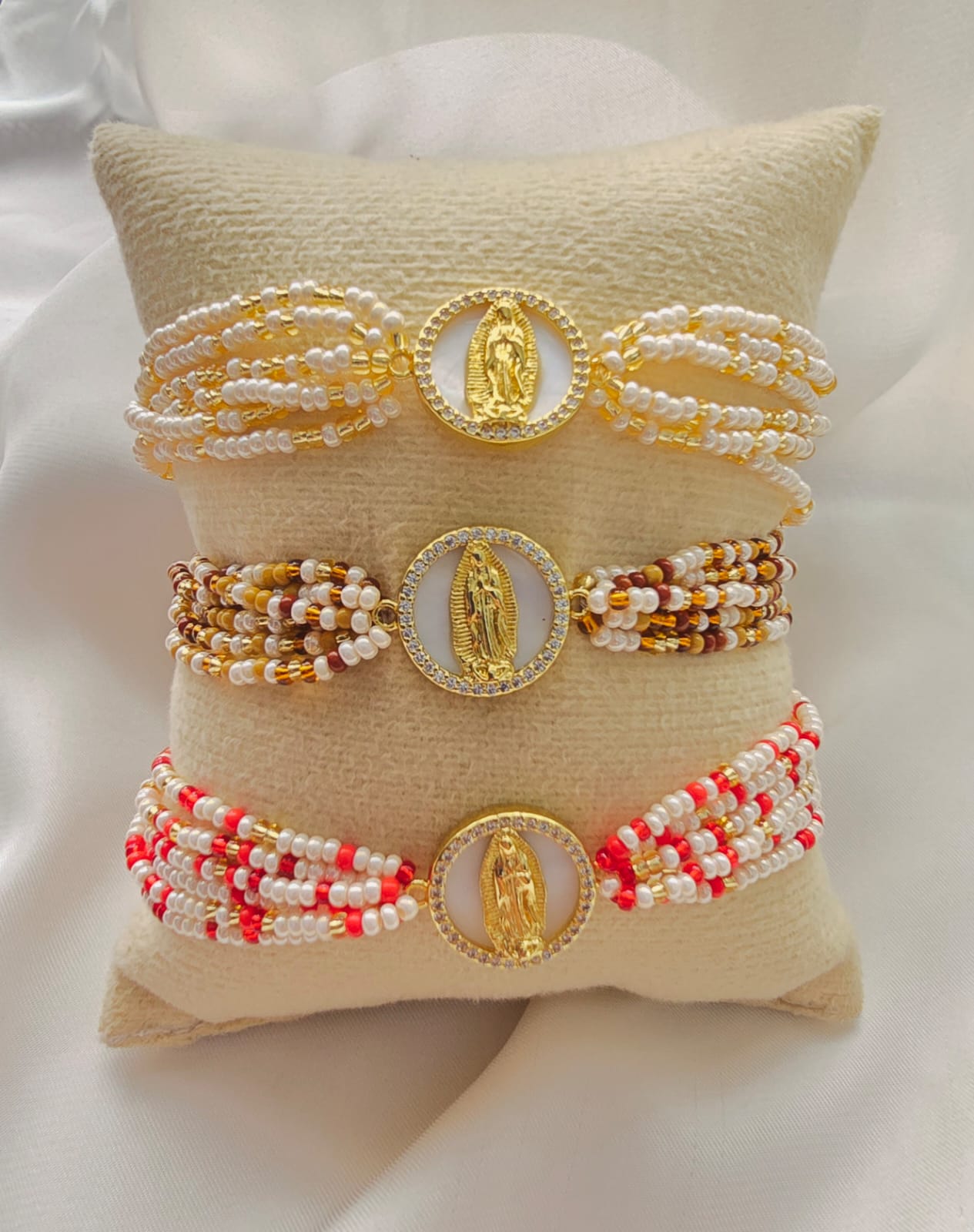 Pulseras en mostacillas Virgen Guadalupe