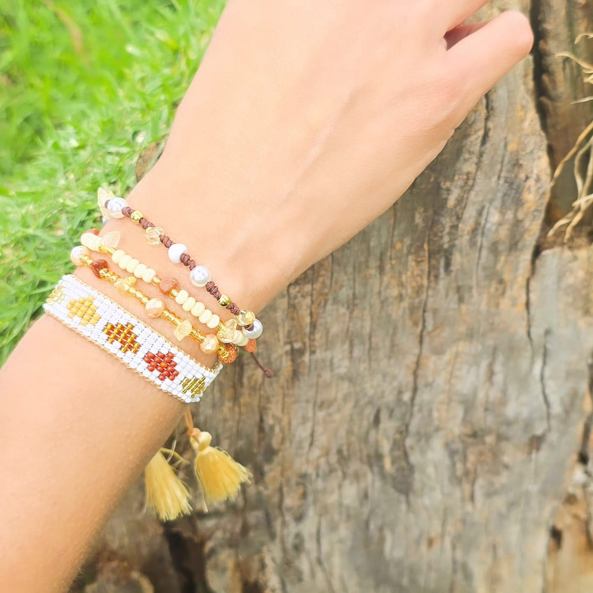 Set pulseras x4 Raíces Doradas