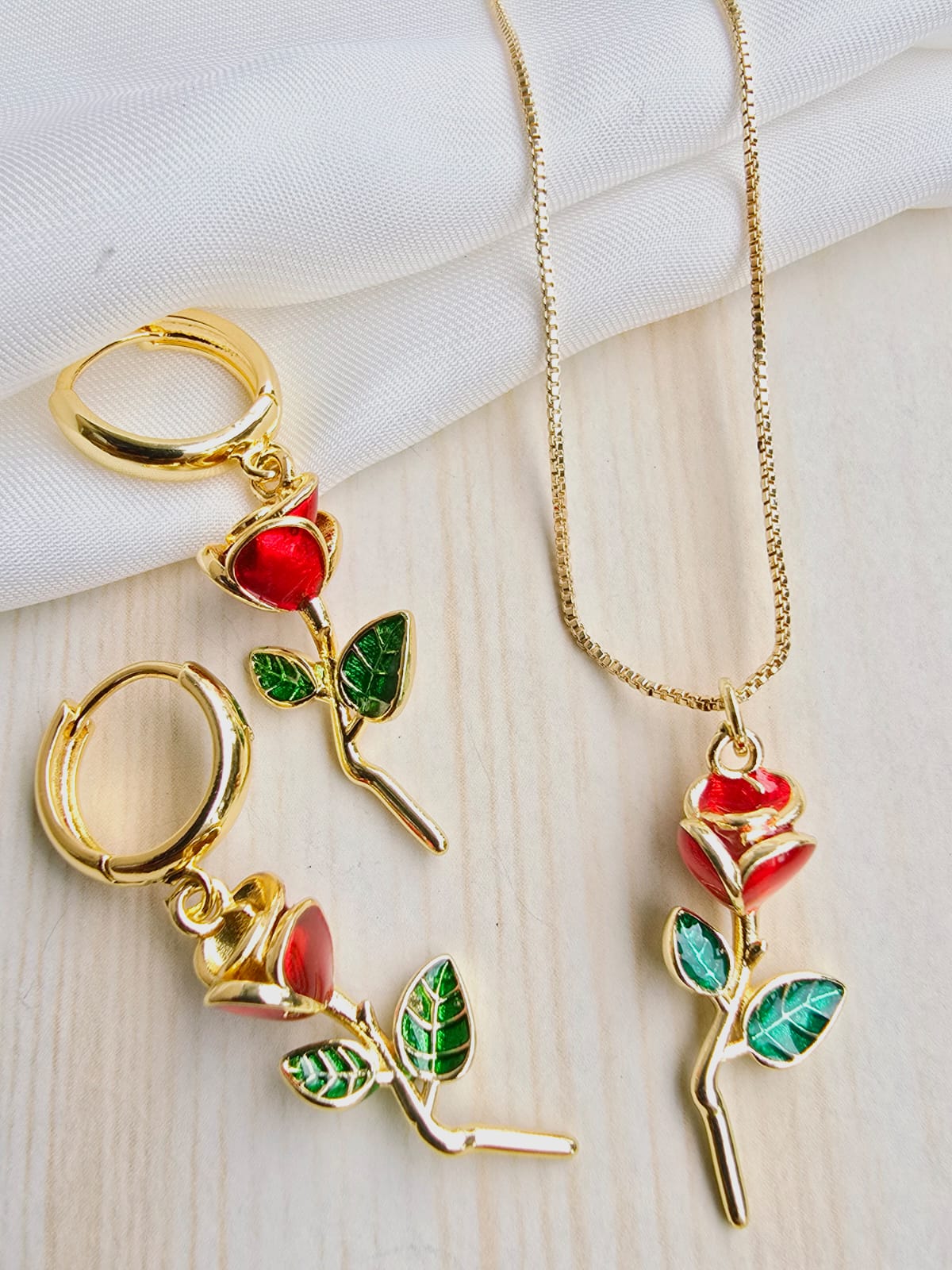 Set cadena en rodio Rosa