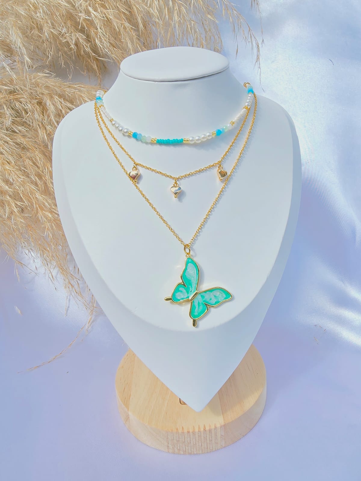 Cadena triple dije Mariposa
