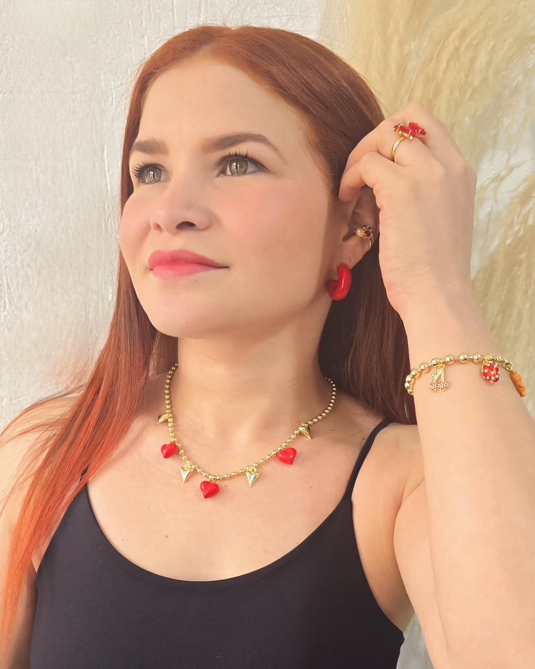 Gargantilla clip dijes corazones