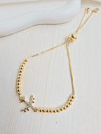 Pulsera balin con dije en rodio