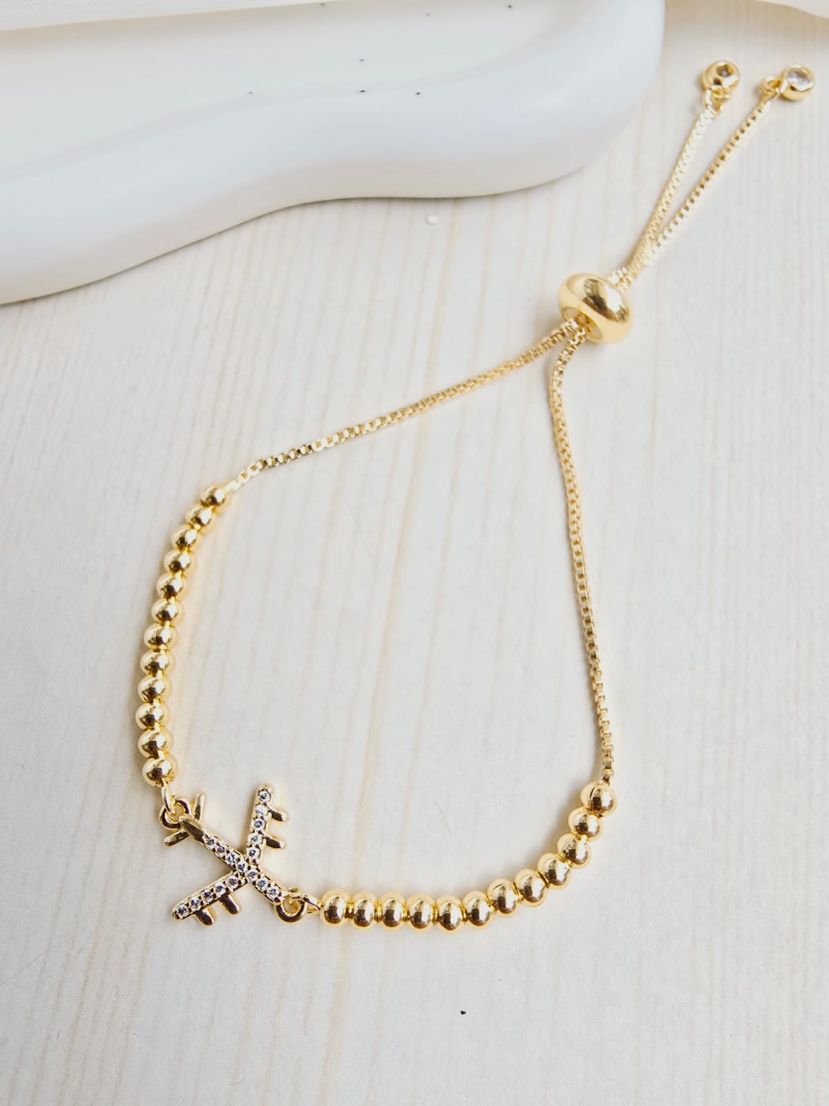 Pulsera balin con dije en rodio