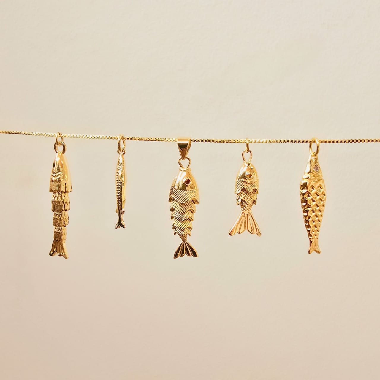 Cadena de rodio dijes de pez