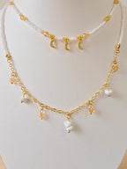 Cadena doble blanco con dijes