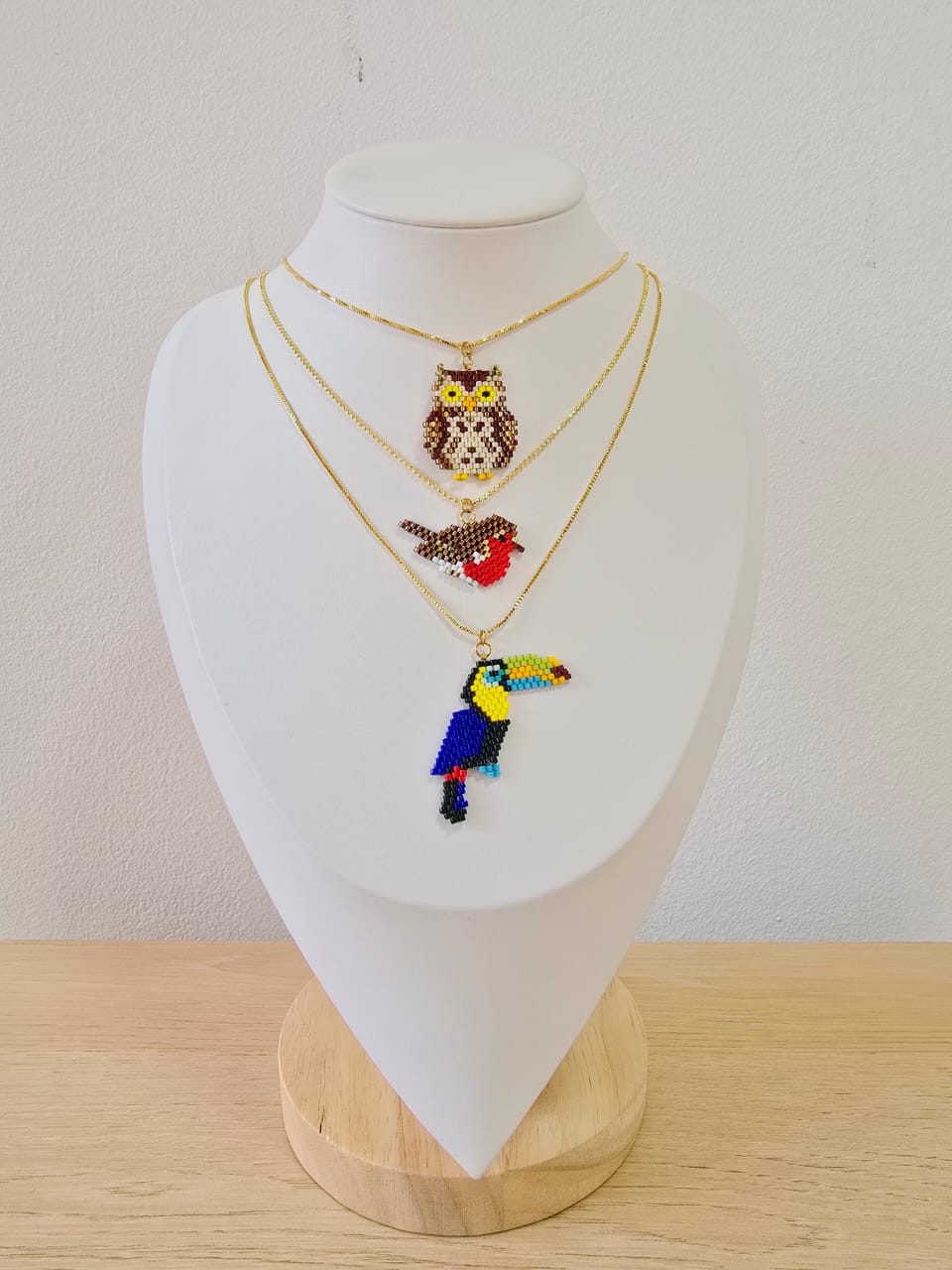 Cadena son dije de ave tejida en miyuky