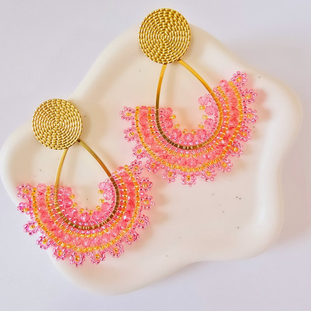 Topo abanico tejido en mostacillas