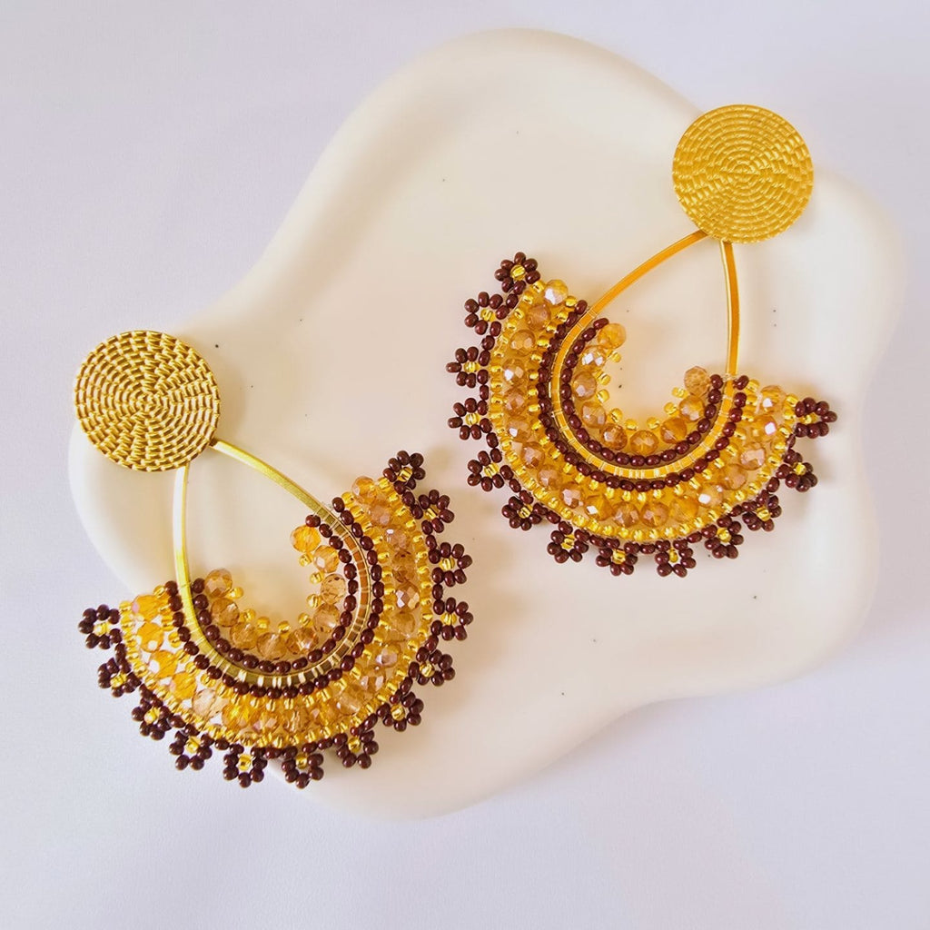 Topo abanico tejido en mostacillas