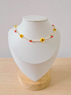 Gargantilla tejida flor cerezas