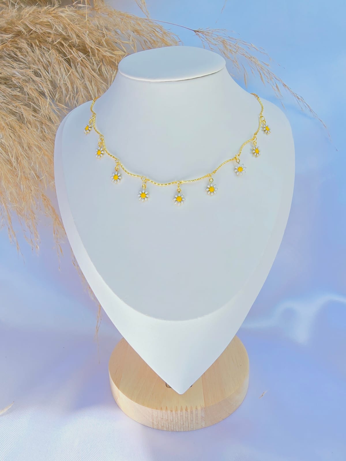 Gargantilla acero flores separadas colgantes margarita