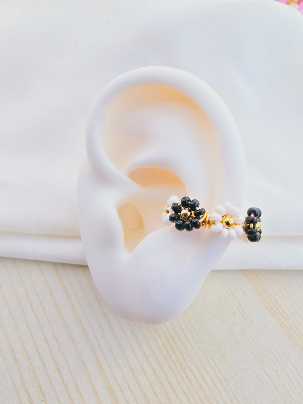 Earcuffs tejidos flor