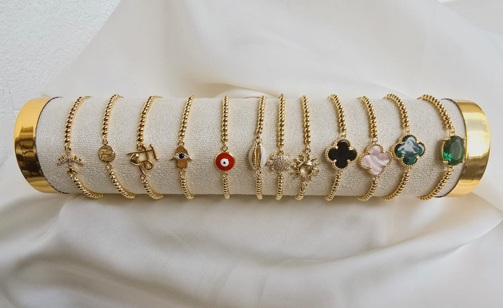 Pulsera balin con dije en rodio