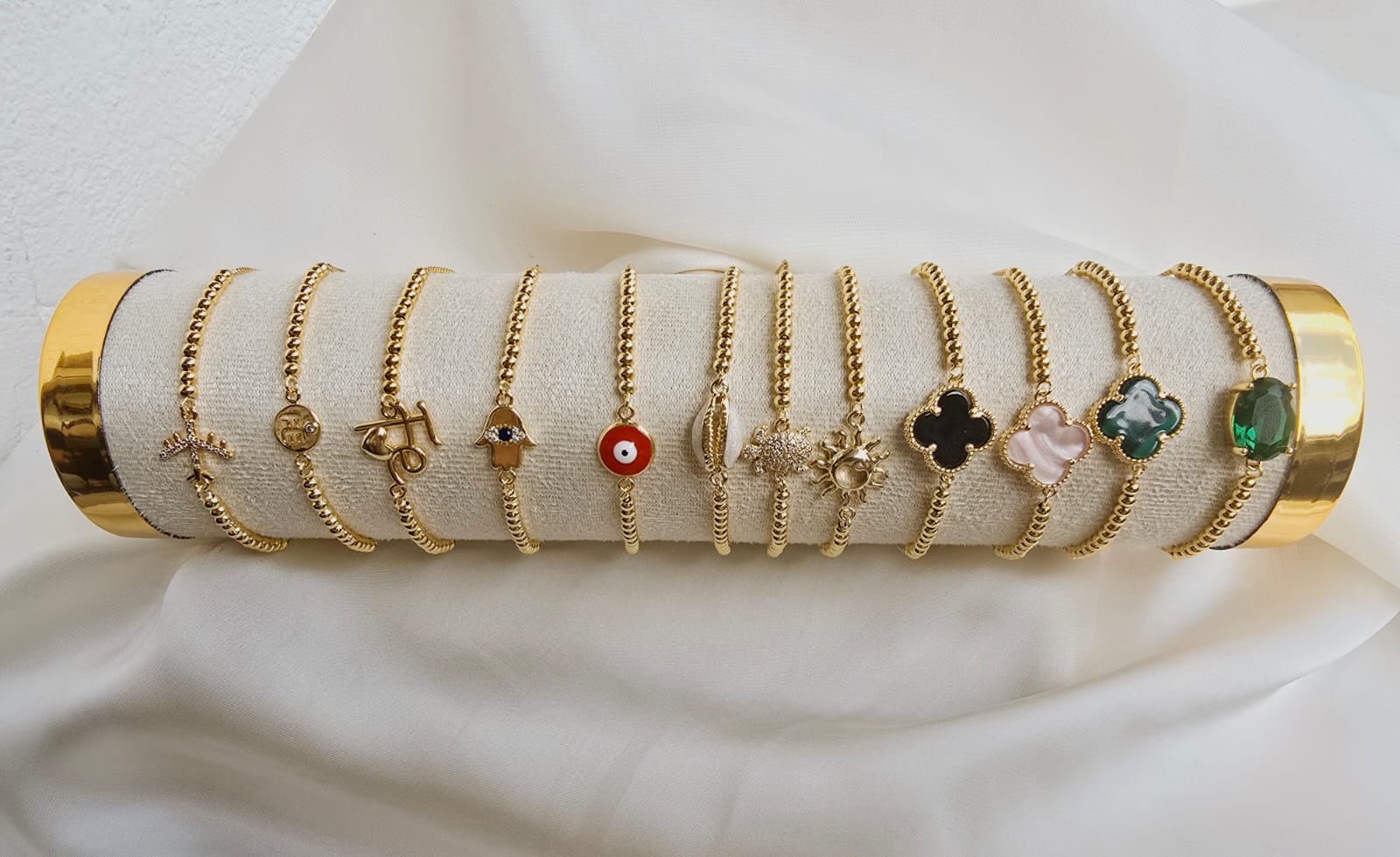 Pulsera balin con dije en rodio