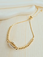 Pulsera balin con dije en rodio