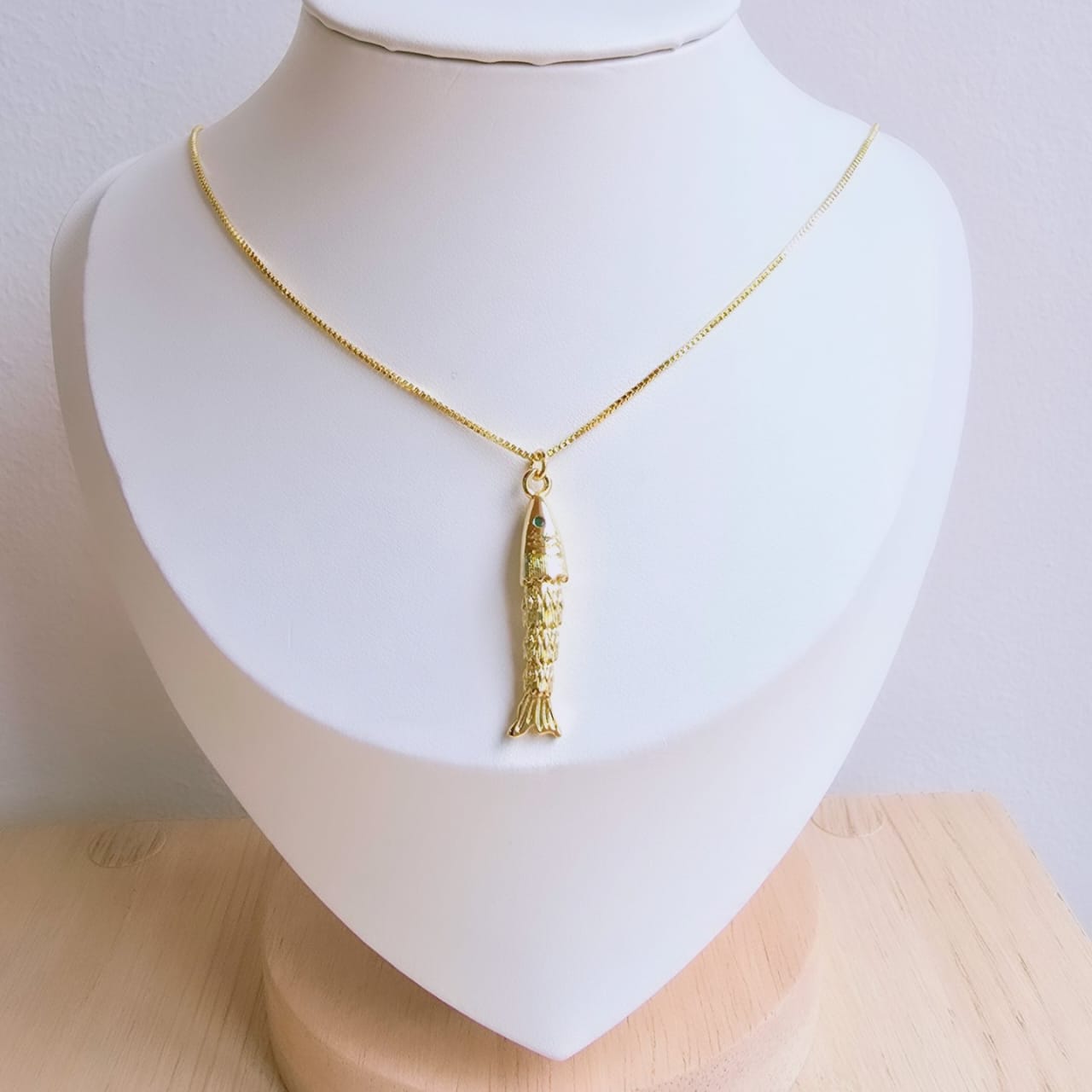 Cadena de rodio dijes de pez