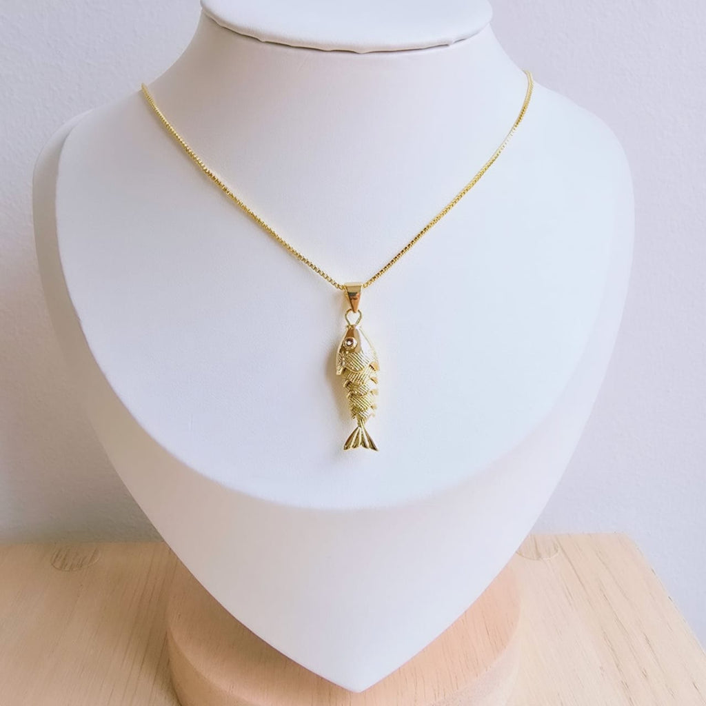 Cadena de rodio dijes de pez