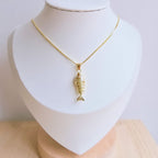 Cadena de rodio dijes de pez