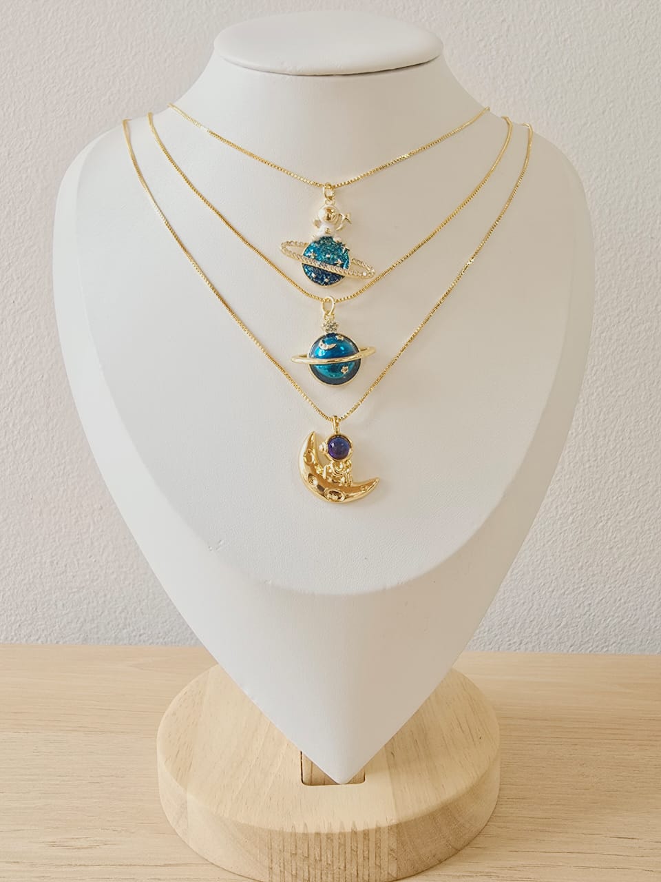 Cadena rodio dijes planetas